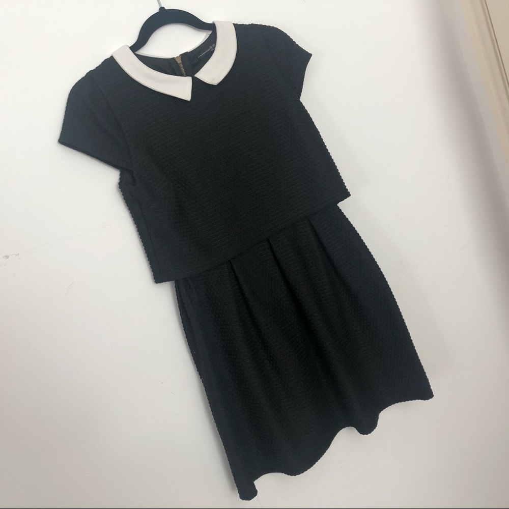 Atmosphere Short Sleeve Black Dress w/ White Collar
